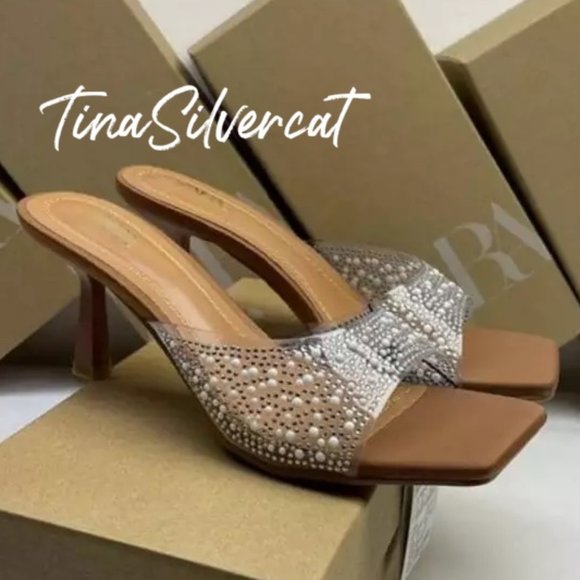 BLOGGER'S FAVE! Zara Rhinestone Heels With Beads NWT - Picture 6 of 12